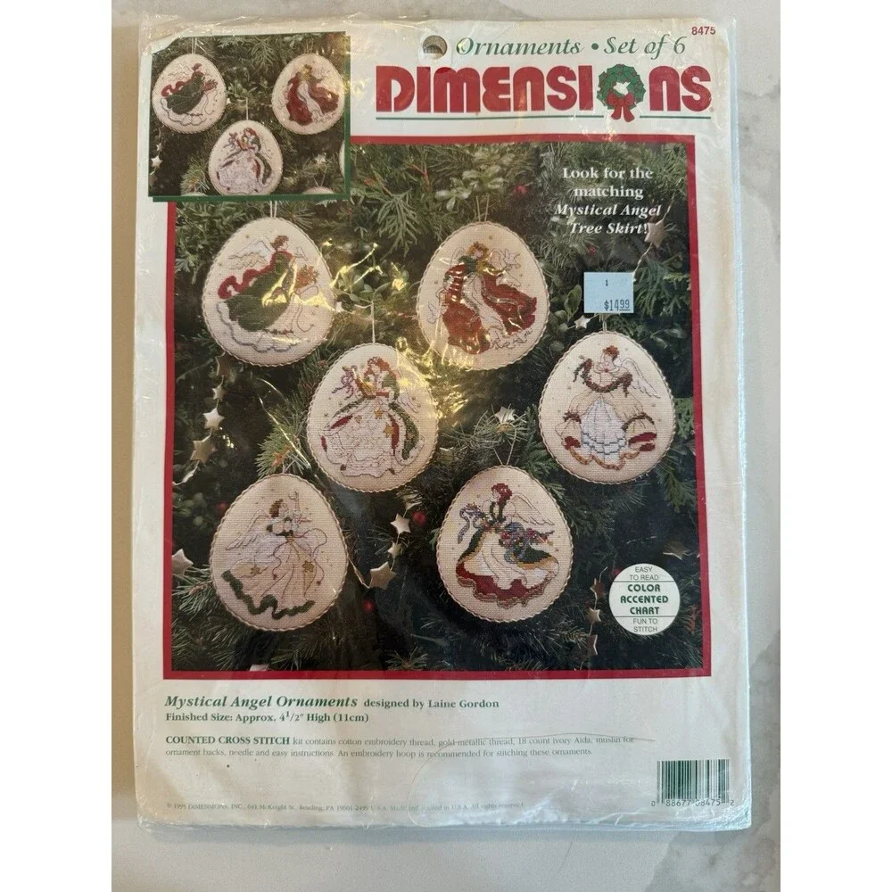 VINTAGE Dimensions Mystical Angel Ornaments Cross Stitch Kit 8475 Christmas